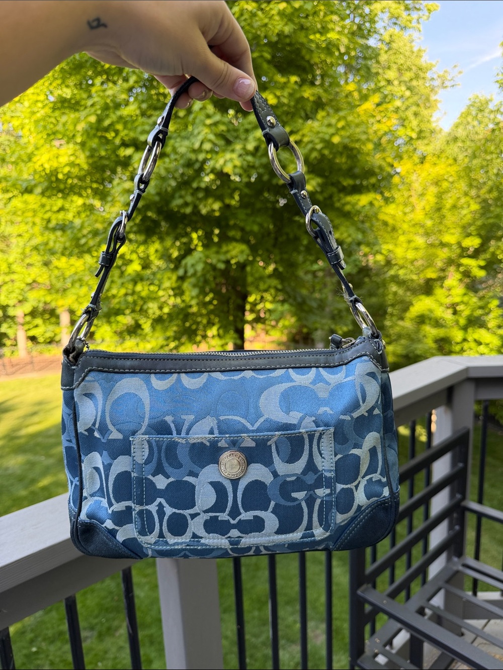 Coach Chelsea Optic Signature blue denim shoulder bag
